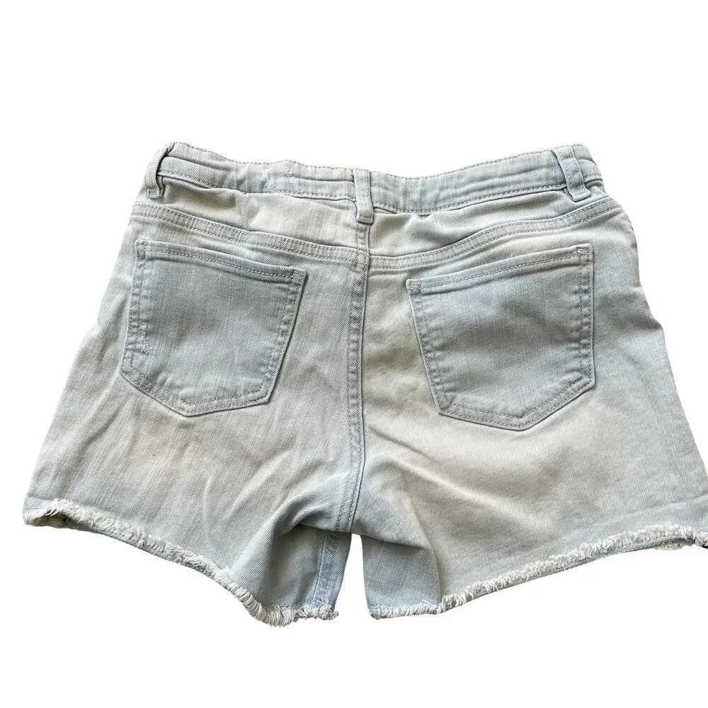 GAP Kids 12 Regular Denim Shorts | Adjustable Waist, Light Wash, Raw Hem